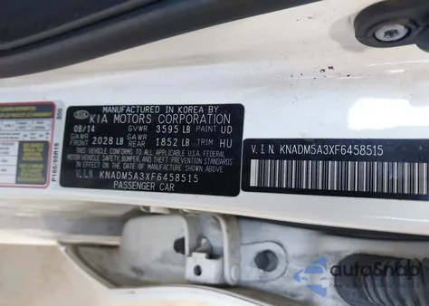 2015 Kia Rio Lx z USA, uszkodzony, nr VIN KNADM5A3XF6458515